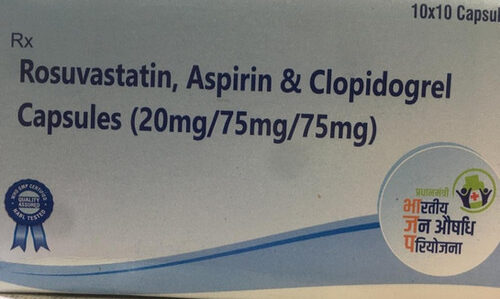 Rosuvastatin, Clopidogrel and Aspirin Capsules (20mg/75mg/75mg)